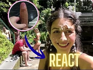 React: Crazy CUMWALK on Public Waterfall Full of People Blowjob in Public Toilet