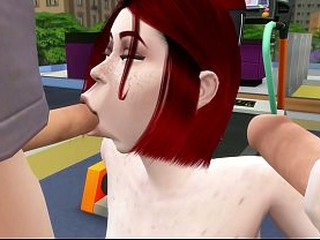 Sims 4 - Redhead likes to be fucked at the gym by two guys